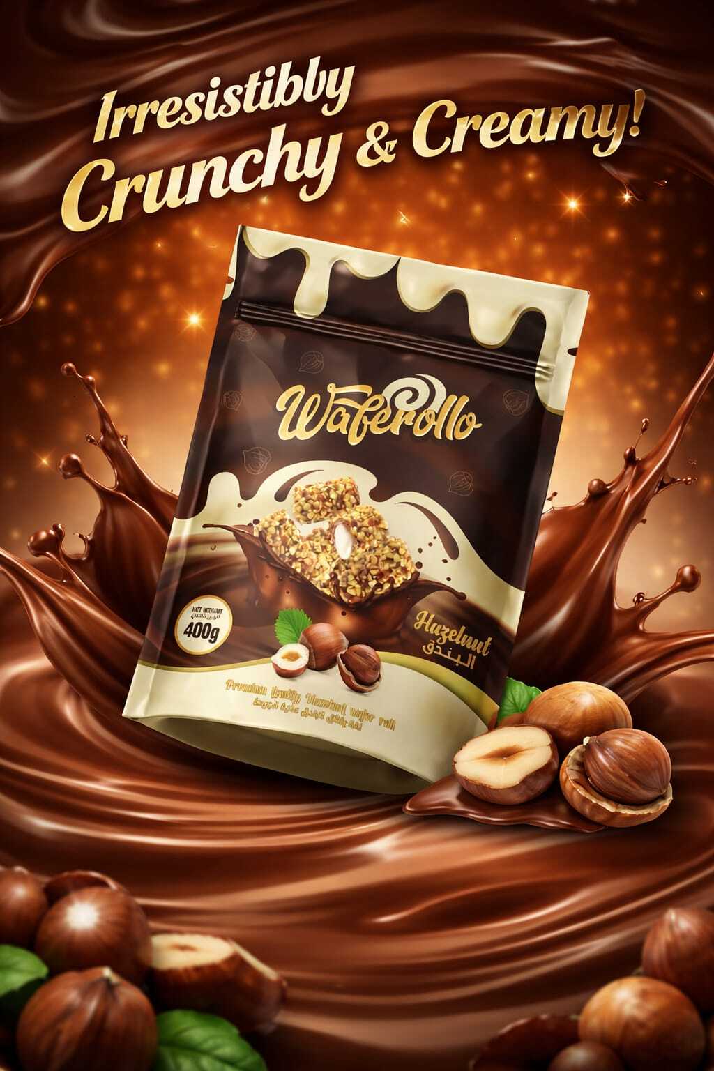 WAFEROLLO HAZELNUTS CHOCOLATE  400 GM